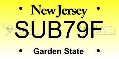 SUB79F New Jersey License Plate