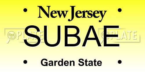 SUBAE New Jersey License Plate