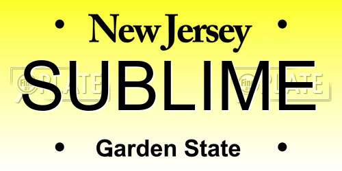SUBLIME New Jersey License Plate