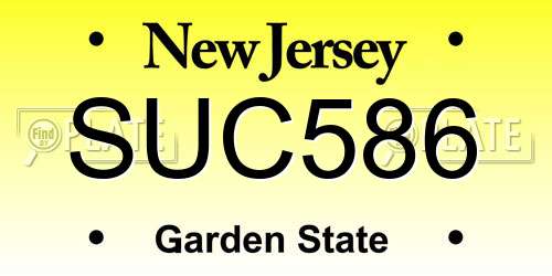 SUC586 New Jersey License Plate