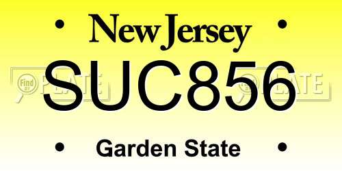 SUC856 New Jersey License Plate