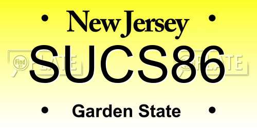 SUCS86 New Jersey License Plate