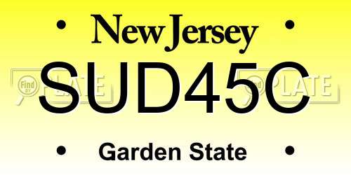 SUD45C New Jersey License Plate