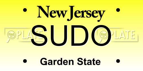 SUDO New Jersey License Plate