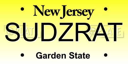 SUDZRAT New Jersey License Plate