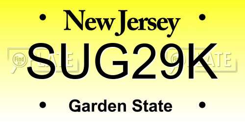 SUG29K New Jersey License Plate