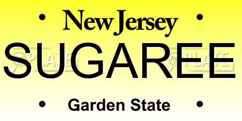 SUGAREE New Jersey License Plate