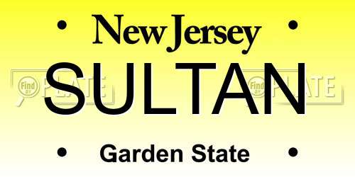 SULTAN New Jersey License Plate