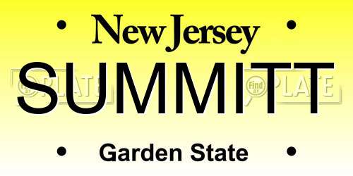 SUMMITT New Jersey License Plate