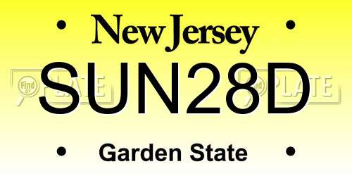 SUN28D New Jersey License Plate