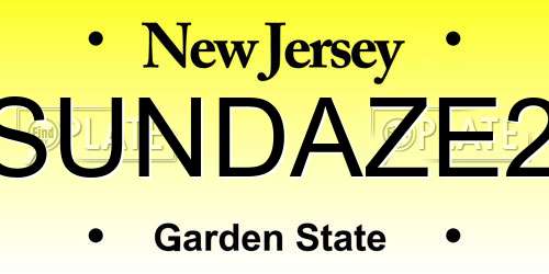 SUNDAZE2 New Jersey License Plate