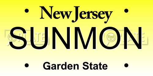 SUNMON New Jersey License Plate