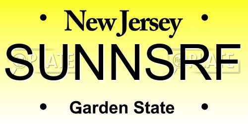 SUNNSRF New Jersey License Plate