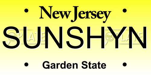 SUNSHYN New Jersey License Plate