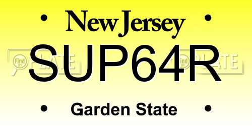 SUP64R New Jersey License Plate