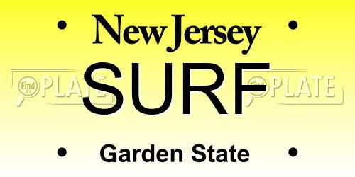 SURF New Jersey License Plate