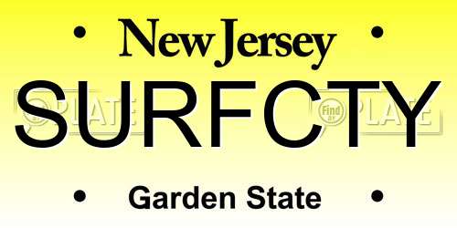 SURFCTY New Jersey License Plate