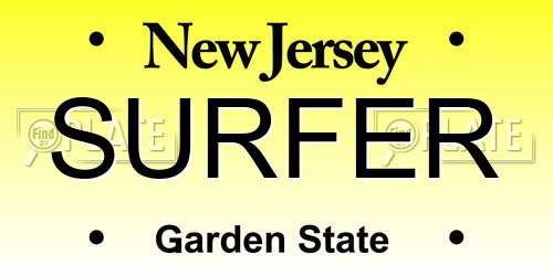 SURFER New Jersey License Plate
