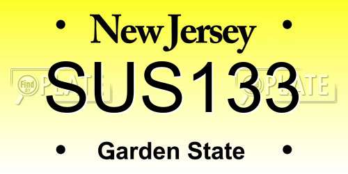 SUS133 New Jersey License Plate