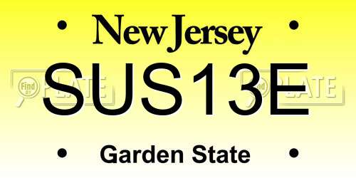 SUS13E New Jersey License Plate