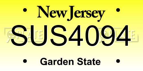 SUS4094 New Jersey License Plate