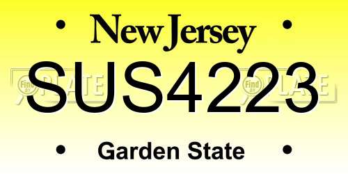 SUS4223 New Jersey License Plate