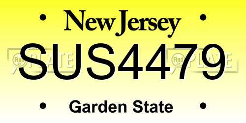 SUS4479 New Jersey License Plate