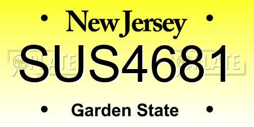 SUS4681 New Jersey License Plate
