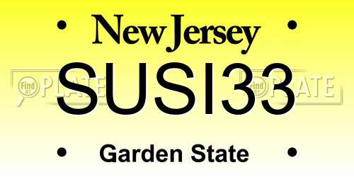 SUSI33 New Jersey License Plate