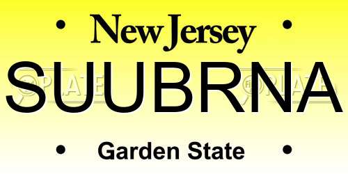 SUUBRNA New Jersey License Plate