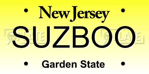 SUZBOO New Jersey License Plate