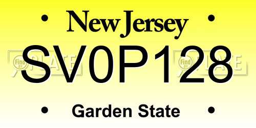 SV0P128 New Jersey License Plate