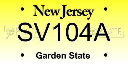 SV104A New Jersey License Plate
