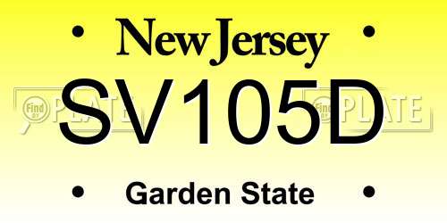 SV105D New Jersey License Plate
