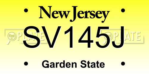 SV145J New Jersey License Plate