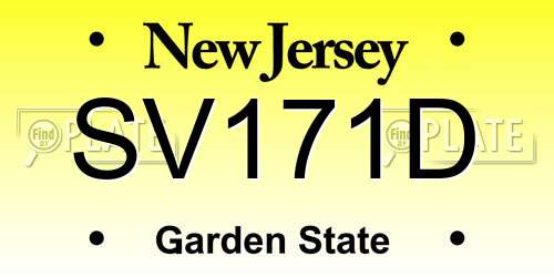 SV171D New Jersey License Plate