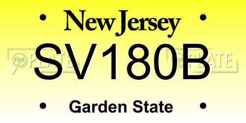 SV180B New Jersey License Plate