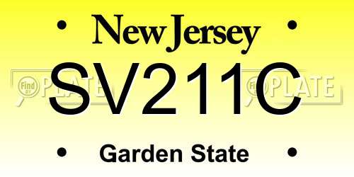 SV211C New Jersey License Plate
