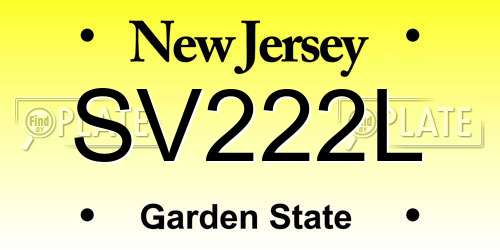SV222L New Jersey License Plate