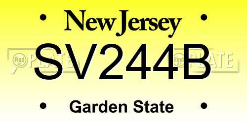 SV244B New Jersey License Plate