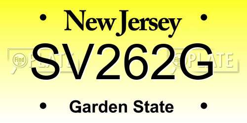 SV262G New Jersey License Plate