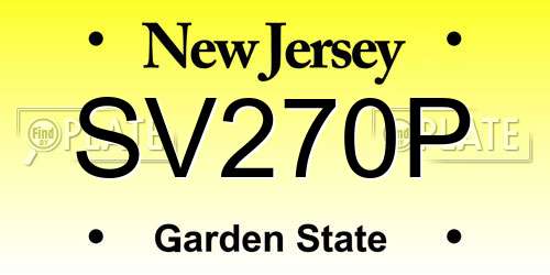 SV270P New Jersey License Plate