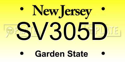 SV305D New Jersey License Plate