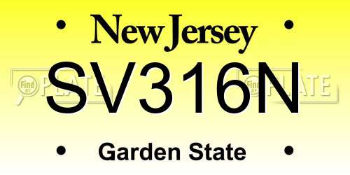 SV316N New Jersey License Plate