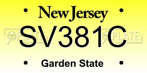 SV381C New Jersey License Plate