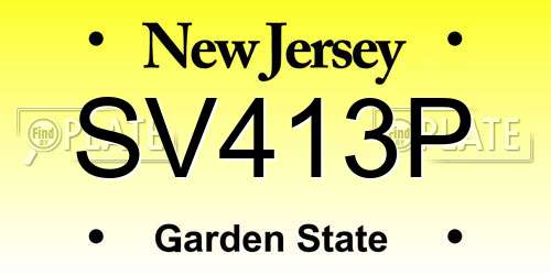 SV413P New Jersey License Plate