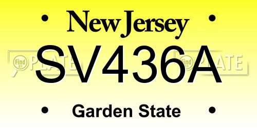 SV436A New Jersey License Plate