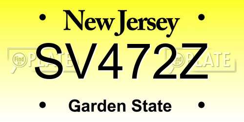 SV472Z New Jersey License Plate