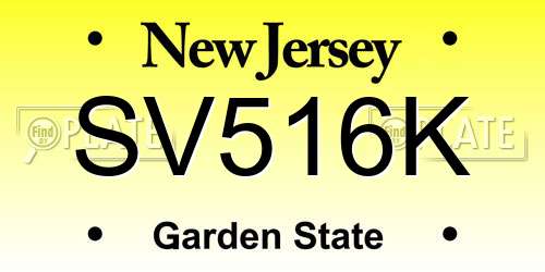 SV516K New Jersey License Plate