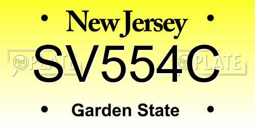 SV554C New Jersey License Plate